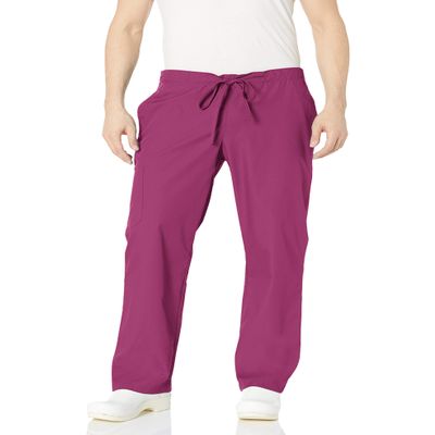 Orange Standard Men's Big Huntington Unisex Scrub Pants with Drawstring Waist and 4 Pockets, Wine, XX-Small/Tall