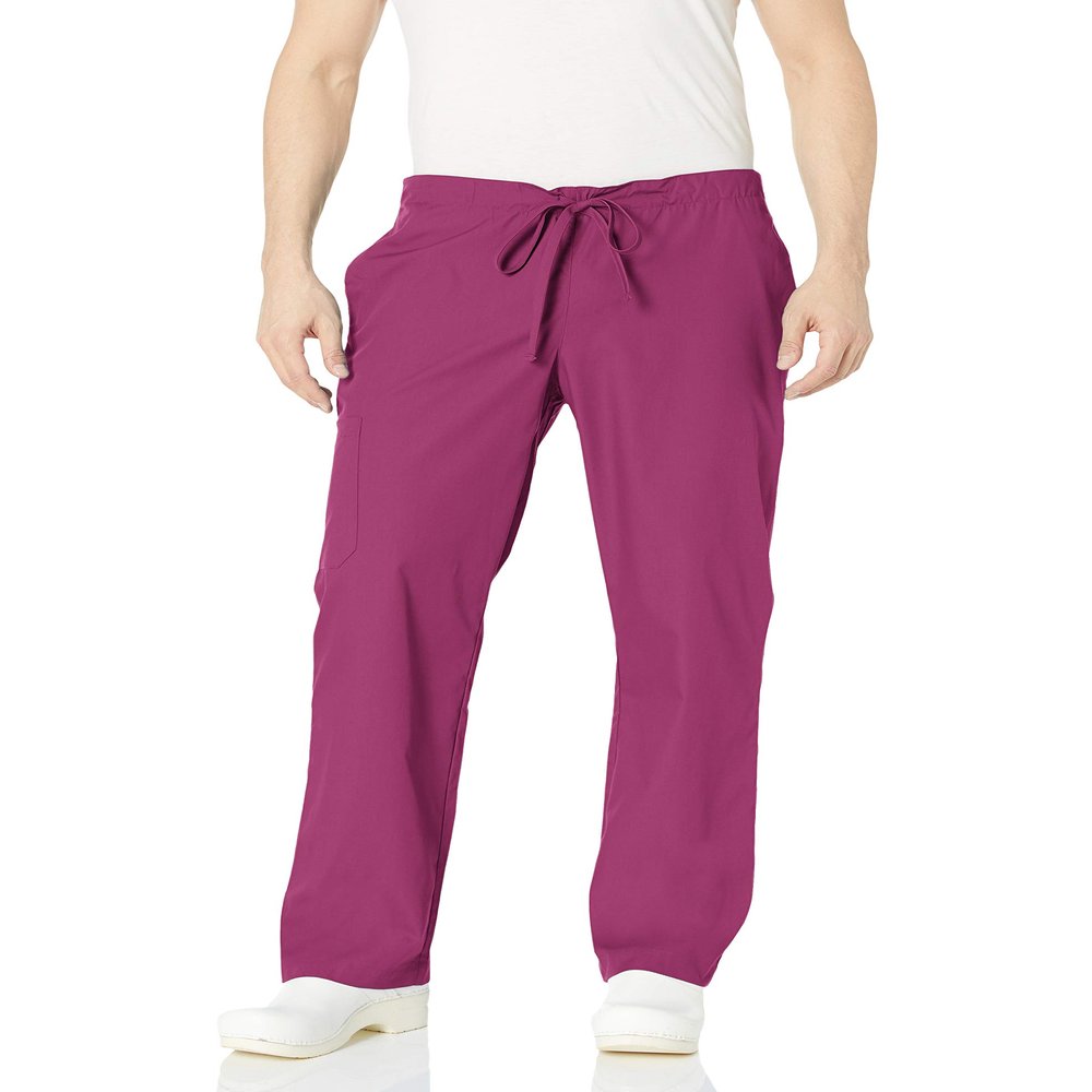 Orange Standard Men's Big Huntington Unisex Scrub Pants with Drawstring Waist and 4 Pockets, Wine, XX-Small/Tall