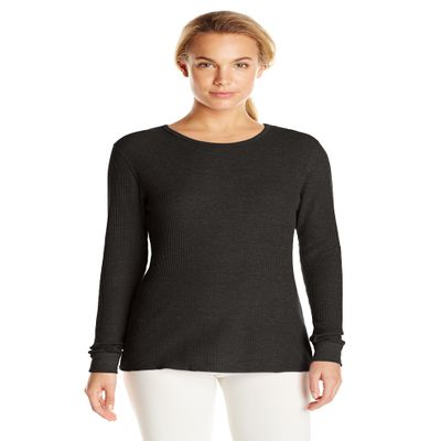 Fruit of The Loom Women's Waffle Thermal Underwear Top, Black Soot, XX-Large
