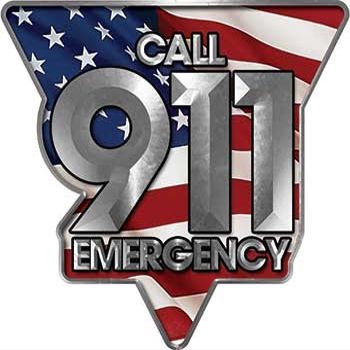 Reflective Call 911 Emergency Police EMS Fire Decal with American Flag
