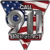 Reflective Call 911 Emergency Police EMS Fire Decal with American Flag view 1