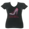 A Cure Begins with The First Step Breast Cancer Awareness Rhinestone T-Shirts Black 2X view 1