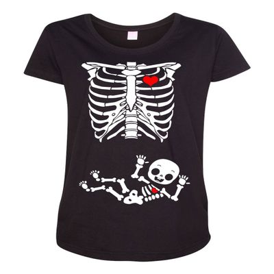 City Shirts Maternity Baby Boy Skeleton Pregnant Black DT T-Shirt (X-Large, Black)