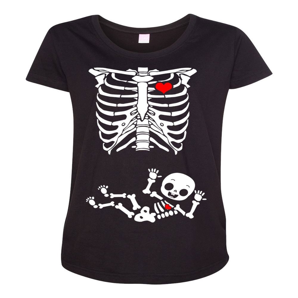 City Shirts Maternity Baby Boy Skeleton Pregnant Black DT T-Shirt (X-Large, Black)