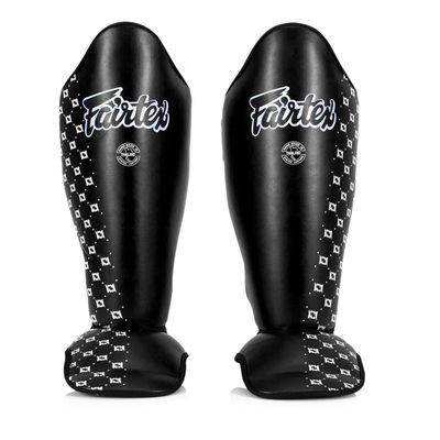 Fairtex SP5 Muay Thai Shin Guards for Men, Women, Kids | Shinguards are Premium, Lightweight & Durable | Extended Protection to Avoid shin splints During Training or Sparring - Small,Black