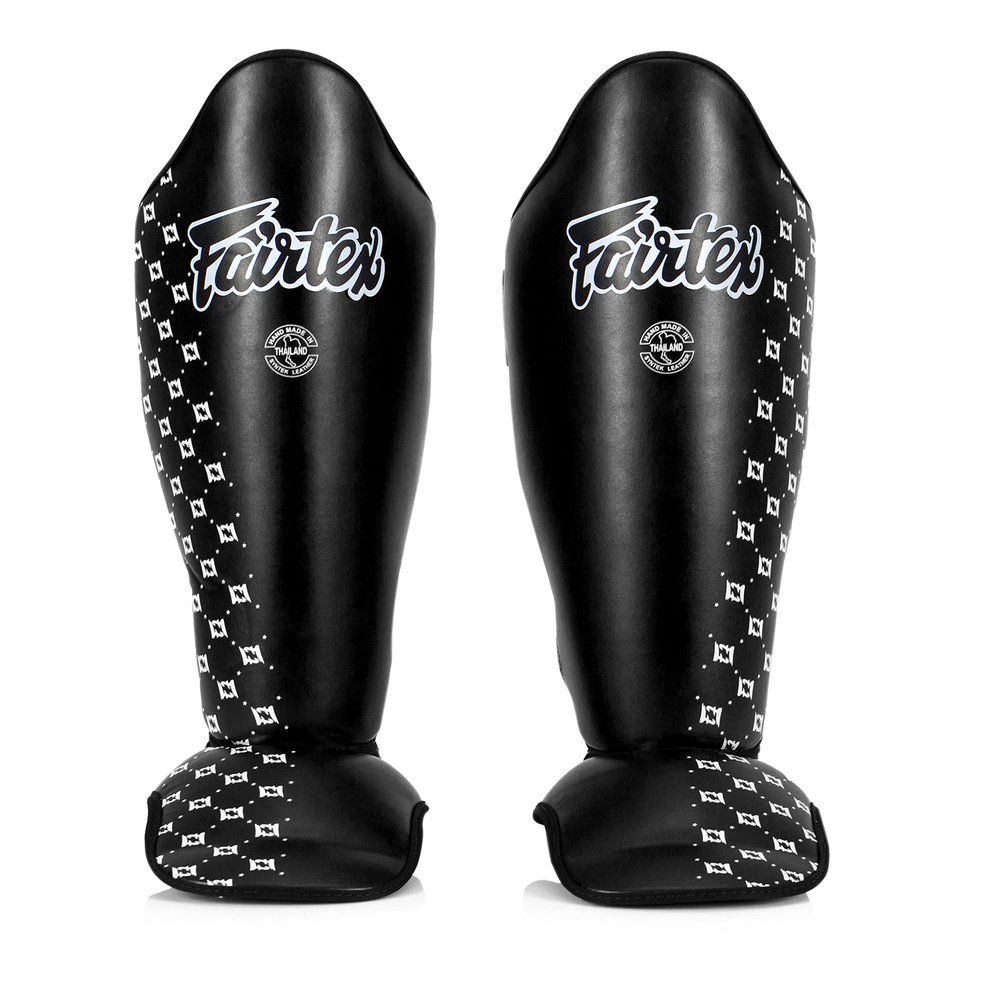 Fairtex SP5 Muay Thai Shin Guards for Men, Women, Kids | Shinguards are Premium, Lightweight & Durable | Extended Protection to Avoid shin splints During Training or Sparring - Small,Black