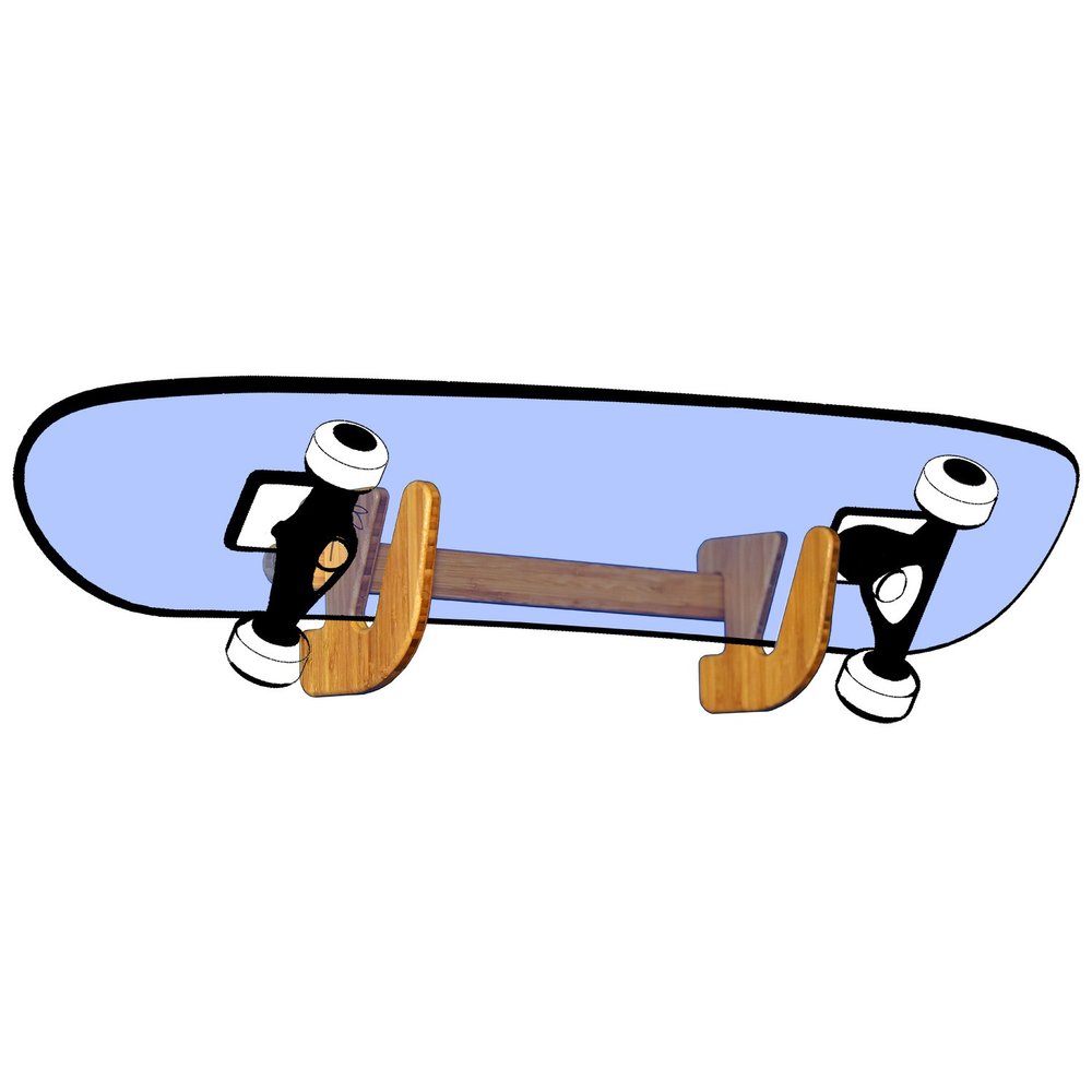 Grassracks Bamboo Skateboard and Snowboard Storage Rack for 1 Deck (No Trucks or Bindings) Lana'i Show-Off (1 Deck, Bamboo)