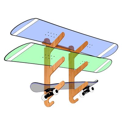 Grassracks Bamboo Snowboard Rack and Skateboard Rack - Moloka`i Series Snowboard Wall Mount (Bamboo - 3 Boards)