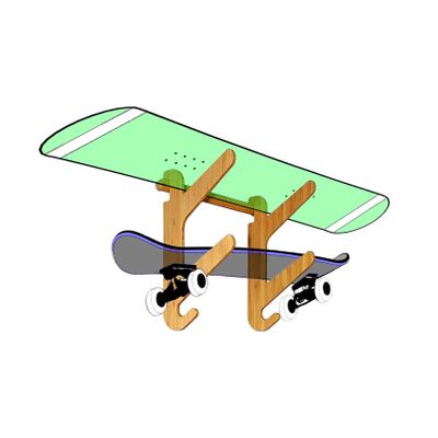 Grassracks Bamboo Snowboard Rack and Skateboard Rack - Moloka`i Series Snowboard Wall Mount (Bamboo - 2 Boards)