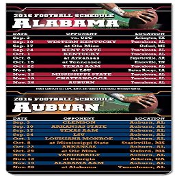 300 Pieces Magnetic Business Card College Football Sport Schedules 3.5" x 9" Alabama/Auburn