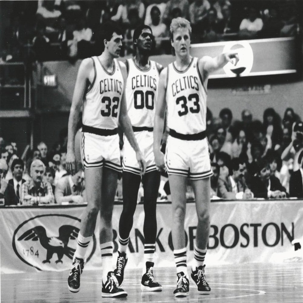 Basketball Big 3 Kevin McHale, Robert Parish and Larry Bird - 11"x14" Photo, Mounted in 16"x20" Double Matt and Framed with Plexi Glass