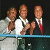 Box Boxing Heavyweight Legends Joe Frazier, George Foreman, and Muhammad Ali - 20"x24" Photo, Mounted in 22"x28" Double Matt and Framed with Plexi Glass view 1