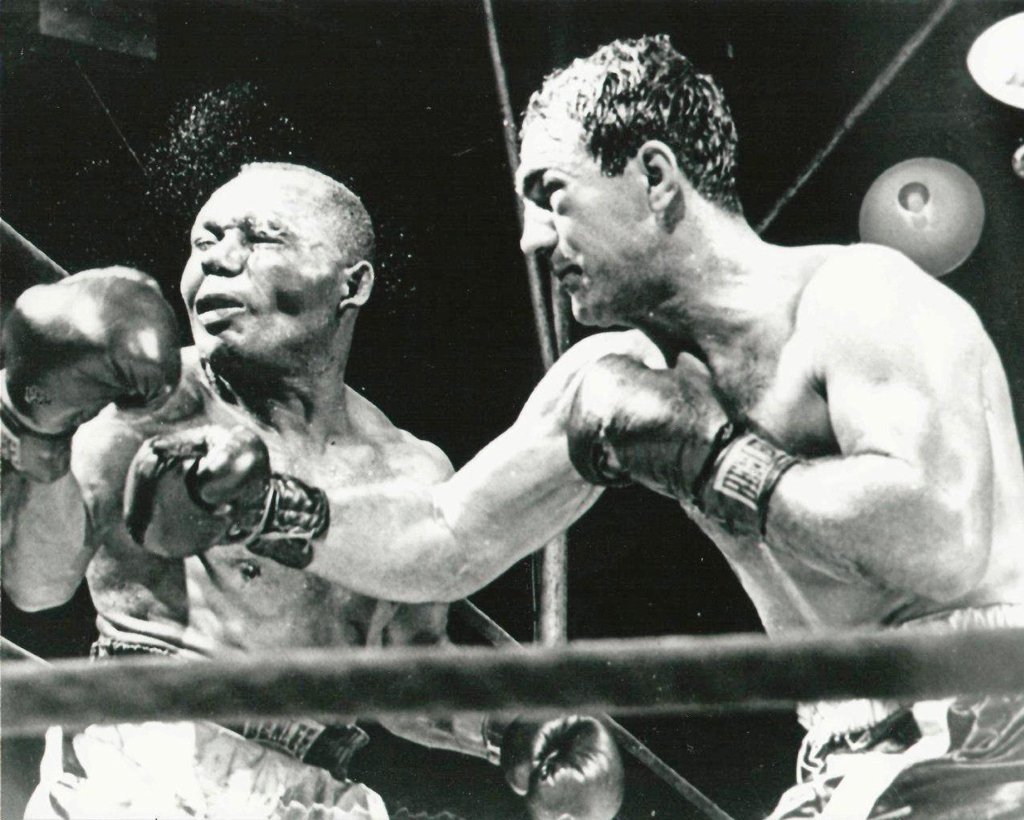 Boxing Collectibles Box Rocky Marciano Knocking Out Jersey Joe Alcott to Win Heavy Weight Title - 11"x14" Photo