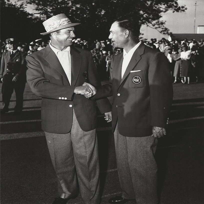 Golf 1954 Sam Snead & Ben Hogan 1954 wearing green jackets - 20"x24" Photo, Mounted in 22"x28" Double Matt and Framed with Plexi Glass