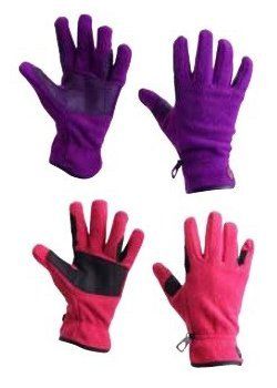 Fleece Gloves With Leather Reinforcement - Black Large