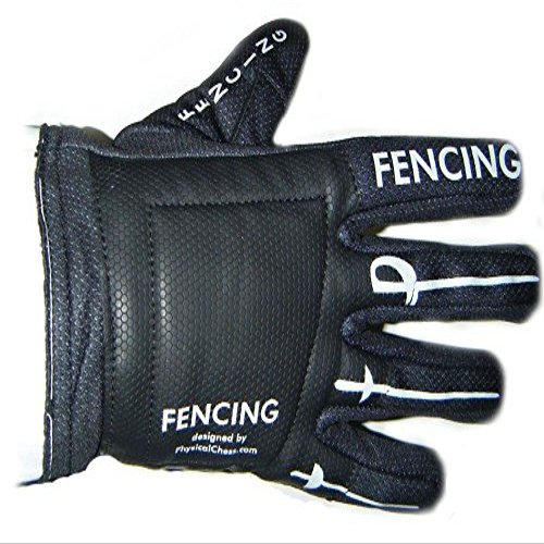 Fencing Washable Glove with Black Palm and "FENCING" Printed on Back of Hand (X-Large, Right)