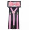 4everStore Unisex's Skinny Bow tie & Suspender Sets (Pink) view 1