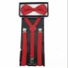 4everStore Unisex's Skinny Bow tie & Suspender Sets (Red) view 1