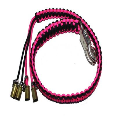 Biker Whip 36" Pink and Black with Silver Punisher Skulls .45 Cal Casing