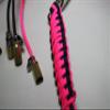 Biker Whip 36" Pink and Black with Silver Punisher Skulls .45 Cal Casing view 3