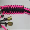 Biker Whip 36" Pink and Black with Silver Punisher Skulls .45 Cal Casing view 4