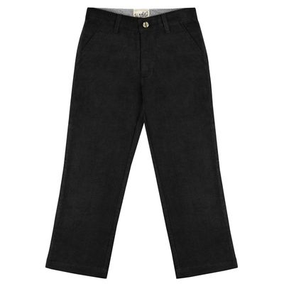 Buyless Fashion Boys Pants Flat Front Fit Casual Corduroy Solid Color - 19W1824-BLK-3 Black
