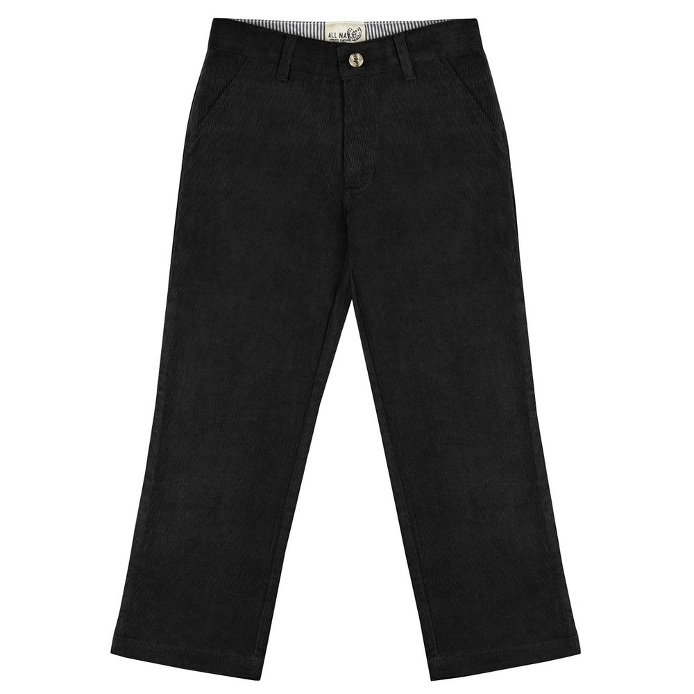 Buyless Fashion Boys Pants Flat Front Fit Casual Corduroy Solid Color - 19W1824-BLK-3 Black