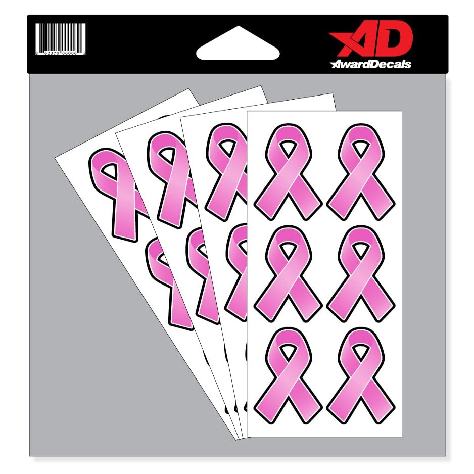 Pink Ribbon Breast Cancer Awareness Helmet Decal Stickers 2.5" Ribbons The Original Award Decals Premium Helmet Decals Made in The USA Since 1976