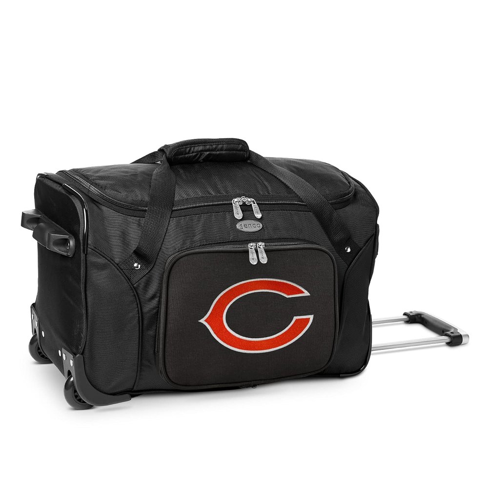 Denco NFL Chicago Bears Wheeled Duffel Bag, Black, 22 x 12 x 5.5 (NFCHL401)