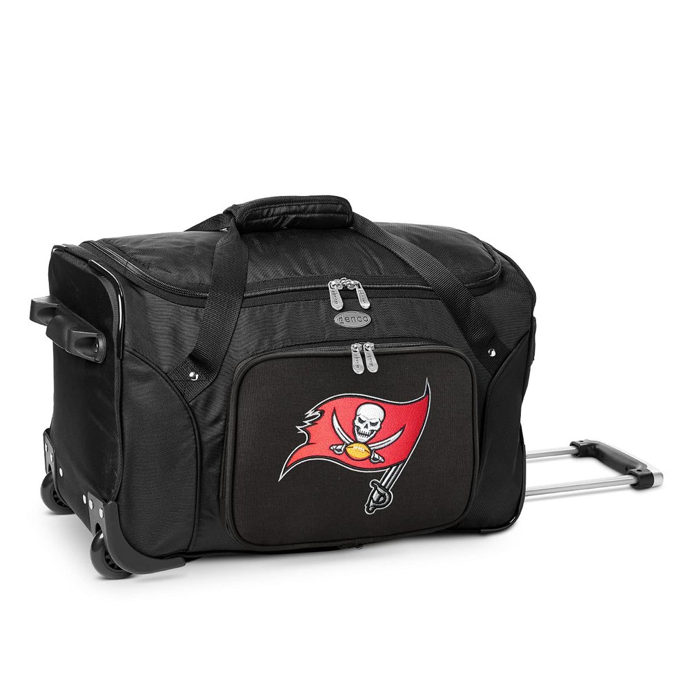 Denco NFL Tampa Bay Buccaneers Wheeled Duffle Bag, Black, 22 x 12 x 5.5 (NFTBL401)