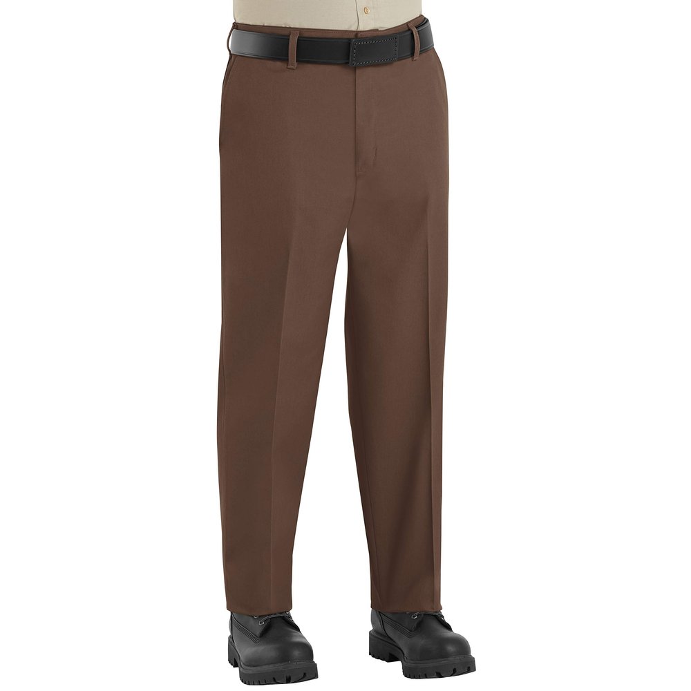 Red Kap Men's Wrinkle-Free Work Pants, Brown, 50W x 34L