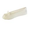 isotoner Women's Classic Stretch Satin Ballerina Slippers with Bow Tie and Leather Sole, Cream, 8-9 view 1