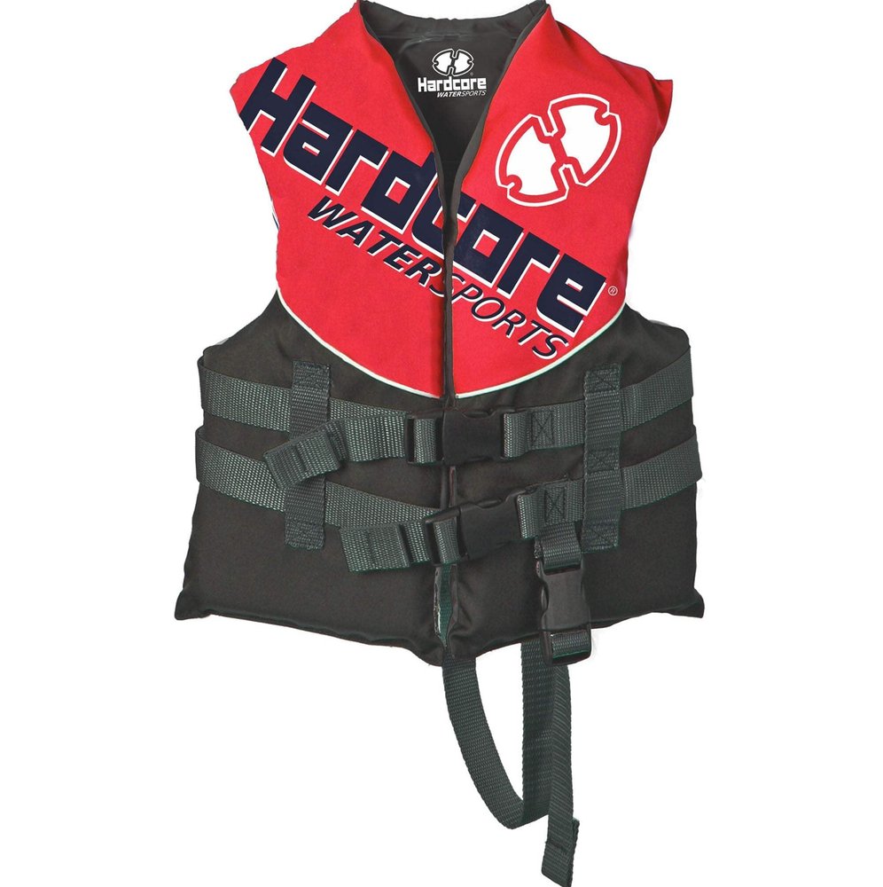 Hardcore Coast Guard Type III PFD for Youth Child Teen Adult; Life Vest Flotation Device; Life Jacket Paddle Vest for Big Kids, Jet ski, Wakeboard, Hardshell Kayak Life Jacket Red Child (30-50 lbs)