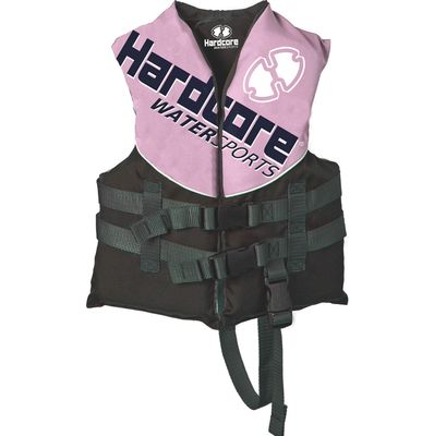 Hardcore Coast Guard Type III PFD for Youth Child Teen Adult; Life Vest Flotation Device; Life Jacket Paddle Vest for Big Kids, Jet ski, Wakeboard, Hardshell Kayak Life Jacket Pink Child (30-50 lbs)