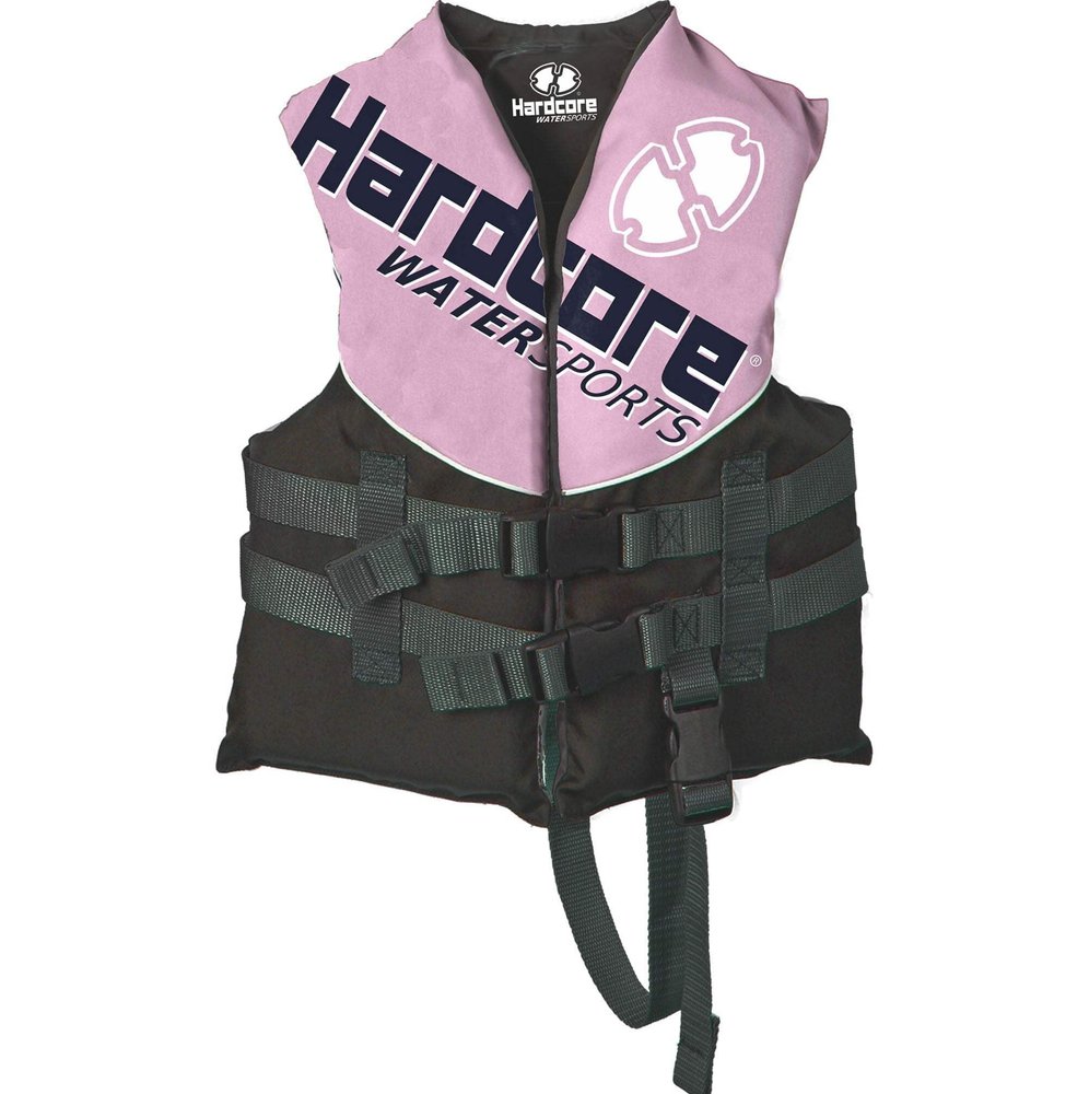 Hardcore Coast Guard Type III PFD for Youth Child Teen Adult; Life Vest Flotation Device; Life Jacket Paddle Vest for Big Kids, Jet ski, Wakeboard, Hardshell Kayak Life Jacket Pink Child (30-50 lbs)