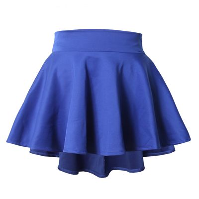 NE PEOPLE Womens Flared Skirt Stretch Elastic Waist Casual Mini High Low Swing Pleated Skater Skirts Made in USA NEWSK12 Royal Blue S