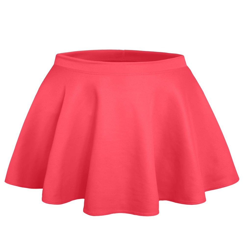 NE PEOPLE Womens Skater Skirt Stretch Elastic Waist Casual Mini Flared Swing Pleated Skirts Made in USA NEWSK06 Dark Coral M
