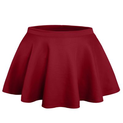 NE PEOPLE Womens Skater Skirt  Stretch Elastic Waist Casual Mini Flared Swing Pleated Skirts Made in USA NEWSK06 Burgundy S