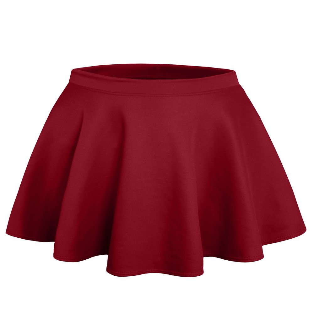 NE PEOPLE Womens Skater Skirt  Stretch Elastic Waist Casual Mini Flared Swing Pleated Skirts Made in USA NEWSK06 Burgundy S