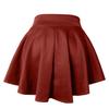 NE PEOPLE Womens Flared Skirt  Stretch Elastic Waist Casual Mini High Low Swing Pleated Skater Skirts Made in USA NEWSK12 Burgundy M view 2