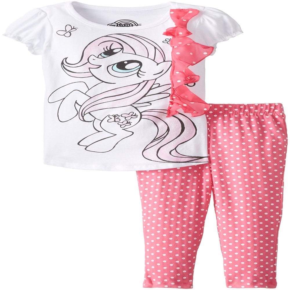 My Little Pony Girls' Toddler Pinky Pie Puff Sleeve Tunic Top and Leggings Set, White, 4T