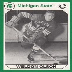 Autograph Warehouse 101186 Weldon Olson Hockey Card Michigan State 1990 Collegiate Collection No. 75