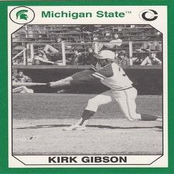 Autograph Warehouse 101220 Kirk Gibson Baseball Card Michigan State 1990 Collegiate Collection No. 53