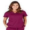 Ultra Soft Brand Scrubs - Premium Womens Junior Fit 3 Pocket Mock Wrap Scrub Top, Burgundy 36144-Medium view 1