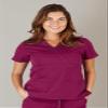 Ultra Soft Brand Scrubs - Premium Womens Junior Fit 3 Pocket Mock Wrap Scrub Top, Burgundy 36144-Medium view 3