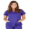 Ultra Soft Brand Scrubs - Premium Womens Junior Fit 3 Pocket Mock Wrap Scrub Top, Purple 36148-Small view 1
