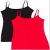 Active Basic Junior Women's Casual Plain Layering Camisole Cami Top Tank - 2 Pack Red, Bk, S view 1