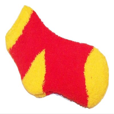 Snugadoo Super Soft Kids Sock ~ Size 9-11 (Red with Yellow Heel-Toe)