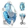 316L Surgical Steel Internally Threaded Prong Set Round Gem Dermal Top Anchor 3mm 14g view 1