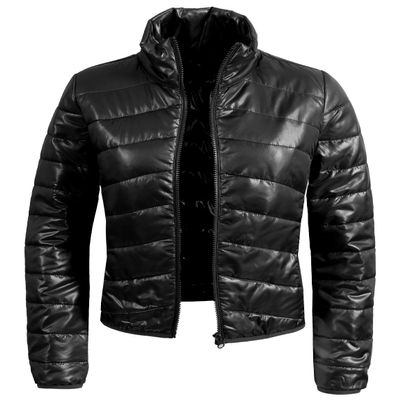 NE PEOPLE Women's Fitted Lightweight Puffer Zip up Jacket -10 Colors NEWJ01-BK-M NEWJ01-BK-L
